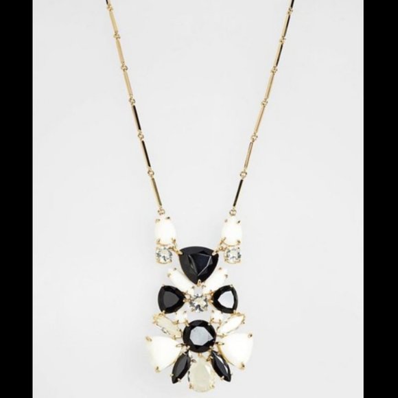 Kate Spade black cream Twinkle Lights long Statement Pendant Necklace nwot - Picture 5 of 9